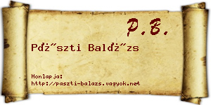 Pászti Balázs névjegykártya