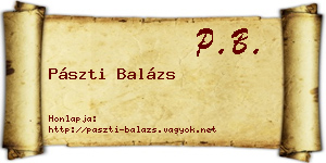 Pászti Balázs névjegykártya